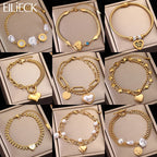 Heart Pearls Stainless Steel Charm Bracelet Girls Birthday Jewellery