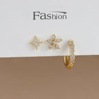 3PCS Trendy Double-layer Circle Cubic Zircon Star Hanging Earrings