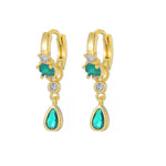Korean Stainless Steel Multicolor Crystal Water Drop Dangle Earrings