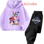Kids Kpop Demon Hunters Kawaii Hoodie & Sweatpants Set Anime Cartoon Clothing