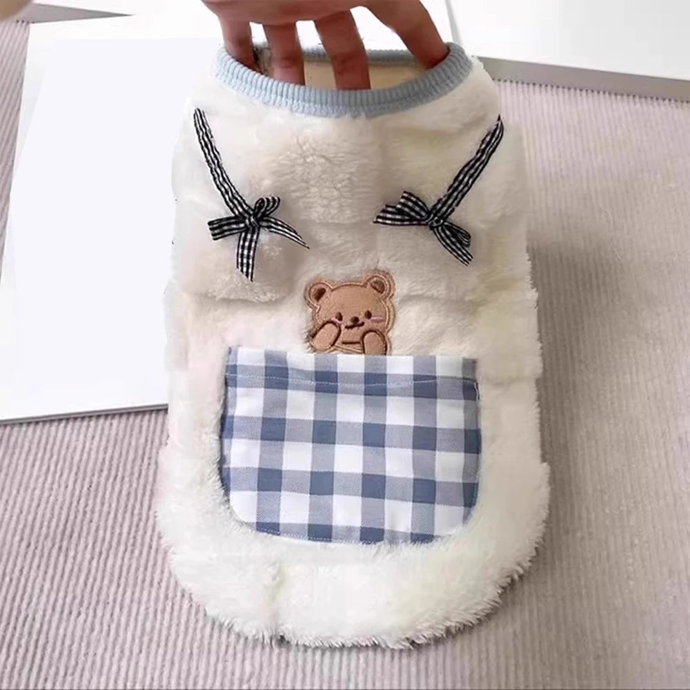 Cozy Plush Pet Vest Warm Fleece Sleeveless Coat Small Dog Cat Indoor Wear