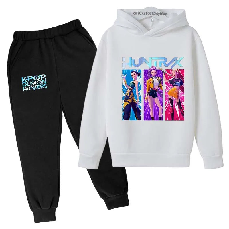 Kids Kpop Demon Hunters Anime Print Hoodie & Pants Tracksuit 2-13 Years
