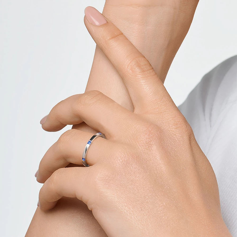 925 Sterling Silver Ring with Stones Trendy Fine Jewellery Women Christmas Gift