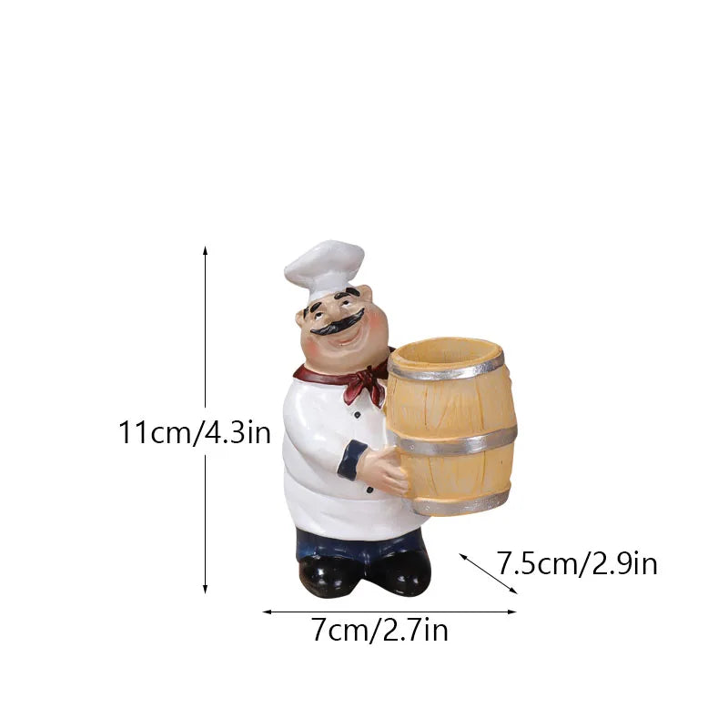 Chef Figure Collections Paper Holder Sculpture Dinner Table Kitchen Decoration