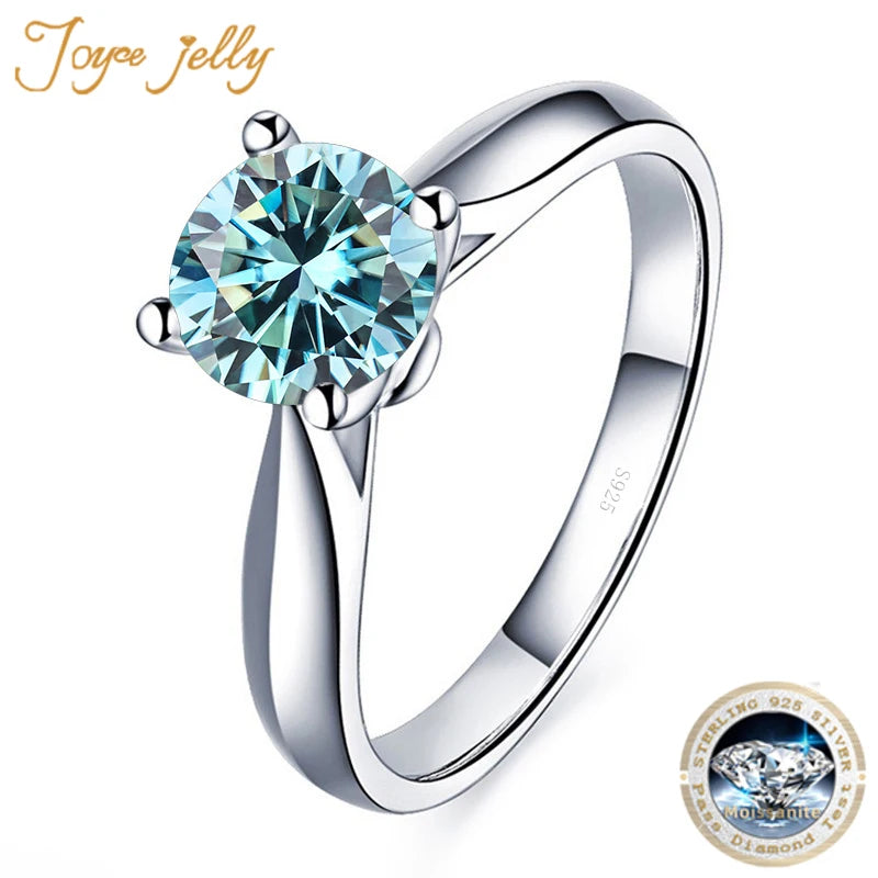JoyceJelly 2 Carat D Color VVS Moissanite Ring with GRA Certificate Original Sterling Silver 925 Jewelry For Women Wedding Bands