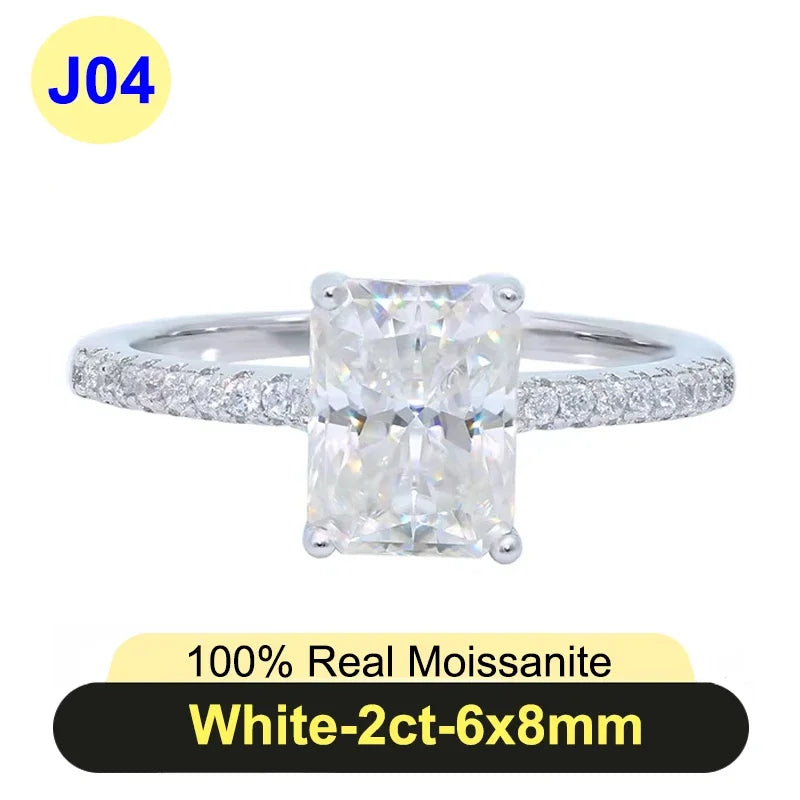 PureNew 1ct-4ct Radiant Cut Full Moissanite Diamond Rings For Women Original 925 Silver Luxury Oval Cut Lady's Diamond Ring 2025
