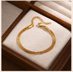 Stainless Steel Bracelet, New Style Thin Link Multilyer Chain Bracelet for Women, Lightweight Jewelry Daily Wear