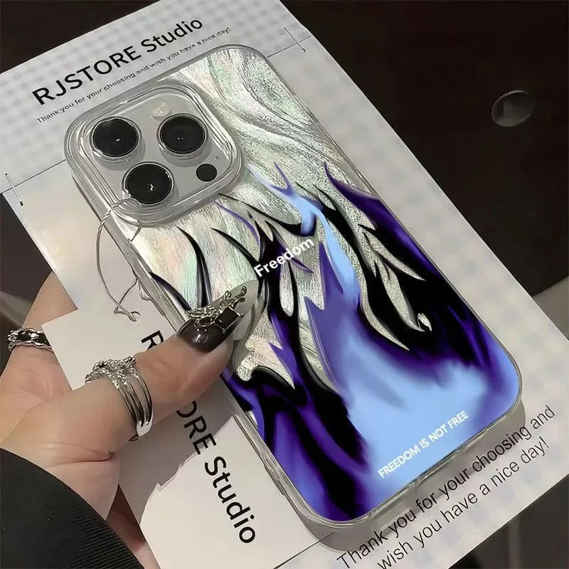 Cool Fire Flame Plated Case for iPhone 17 16 15 14 13 12 11 Pro Max Plus SE