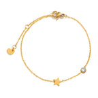 Birthstone Zirconia Thin Chain Link Cross Bracelet Stainless Steel Women's Adjustable Link Stacked Layered Chain Bracelets