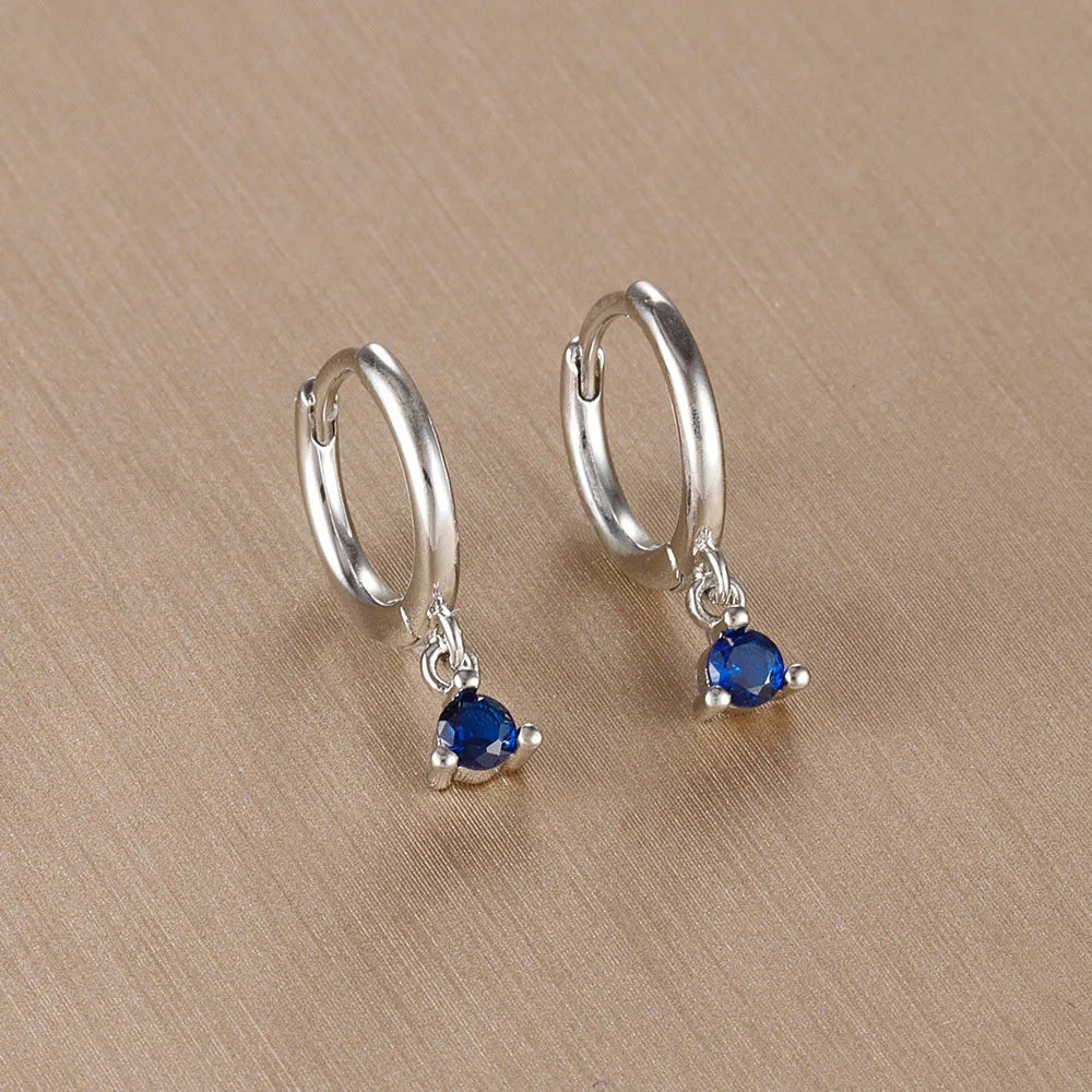 Simple Multicolor Stone Gold Colour Metal Small Dangle Earring