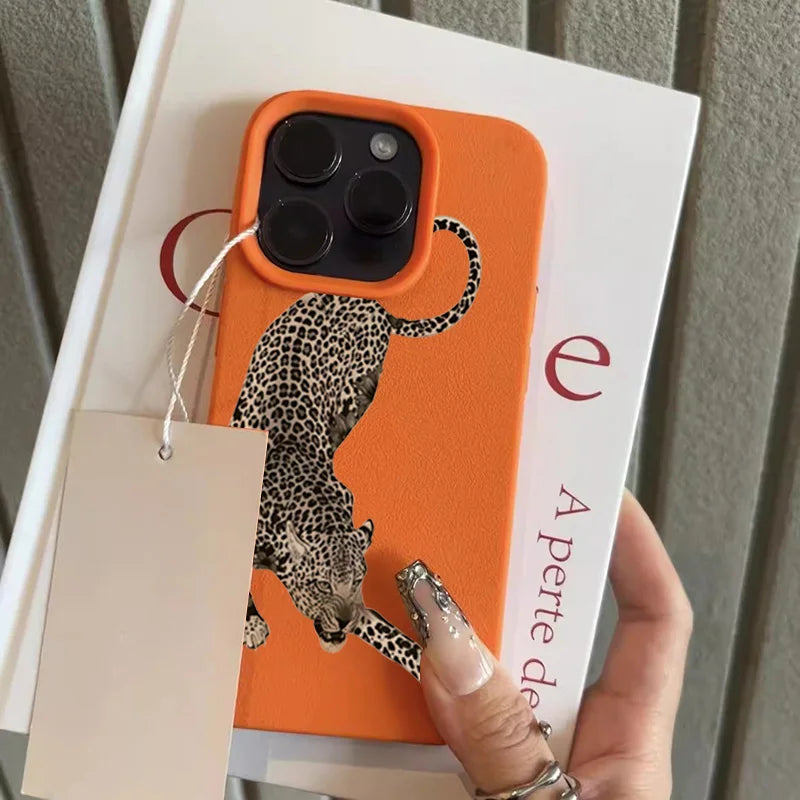 Cool Black Leopard Lychee Case for iPhone 17 16 15 14 13 Pro Max