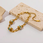 Gold Colour Multilayer Stainless Steel Charm Bracelet Men Women Bangle