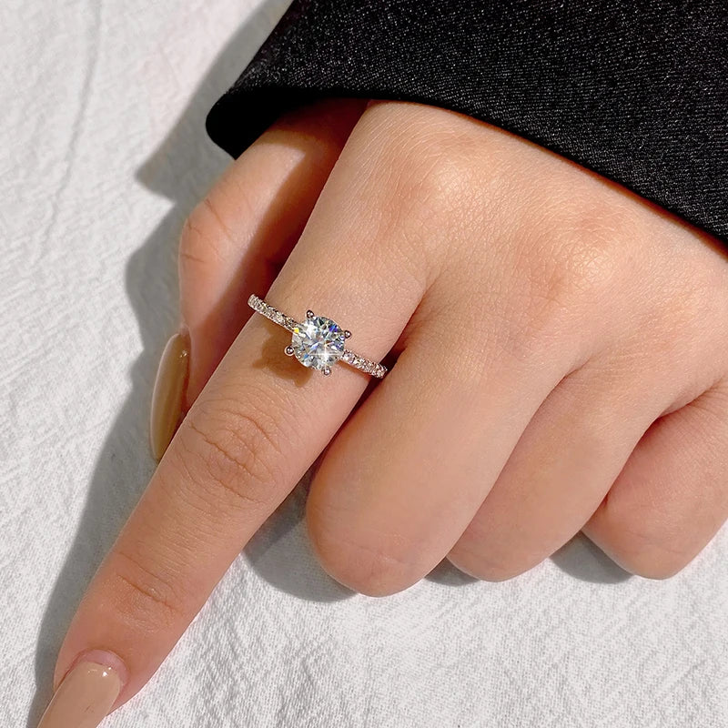 DWJ Luxury 1-5ct Moissanite Diamond Rings for Women Big Solitaire Wedding Real 925 Sterling Silver Luxury Designer Fine Jewelry