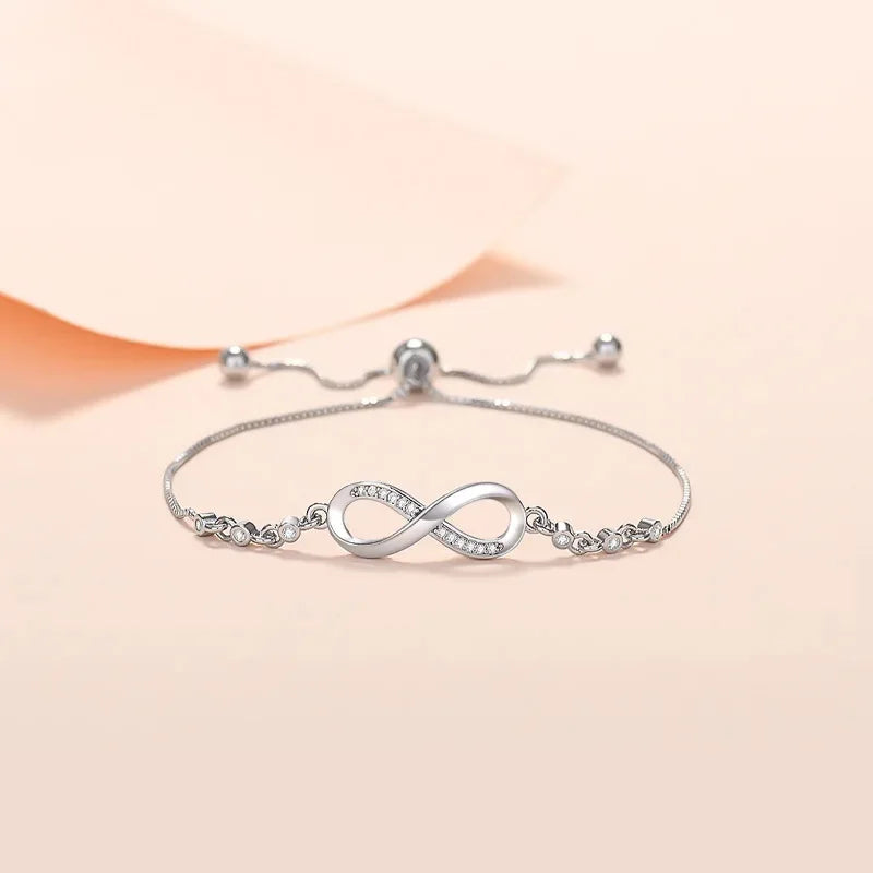 Pretty Crystal Bracelet 925 Sterling Silver Women Valentine's Day Gift