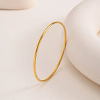 Women Bangle Bracelet Stainless Steel, 18k Gold Plated 2mm Stackable Glossy Thin Jewelry