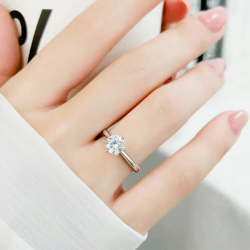 NeeTim 0.5-5ct Moissanite Ring For Women 925 Sterling Silver with White Gold Plated Lab Diamond Engagement Wedding Band Jewelry