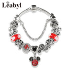Pink Crystal Bead Charm Bracelet Colourful Enamel Handmade DIY Jewellery