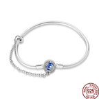 925 Silver 17-20CM Heart Pave Zirconia Original Bracelets Infinity Bracelet Fit DIY Charms Bead Birthday Jewelry Gifts Hot Sale