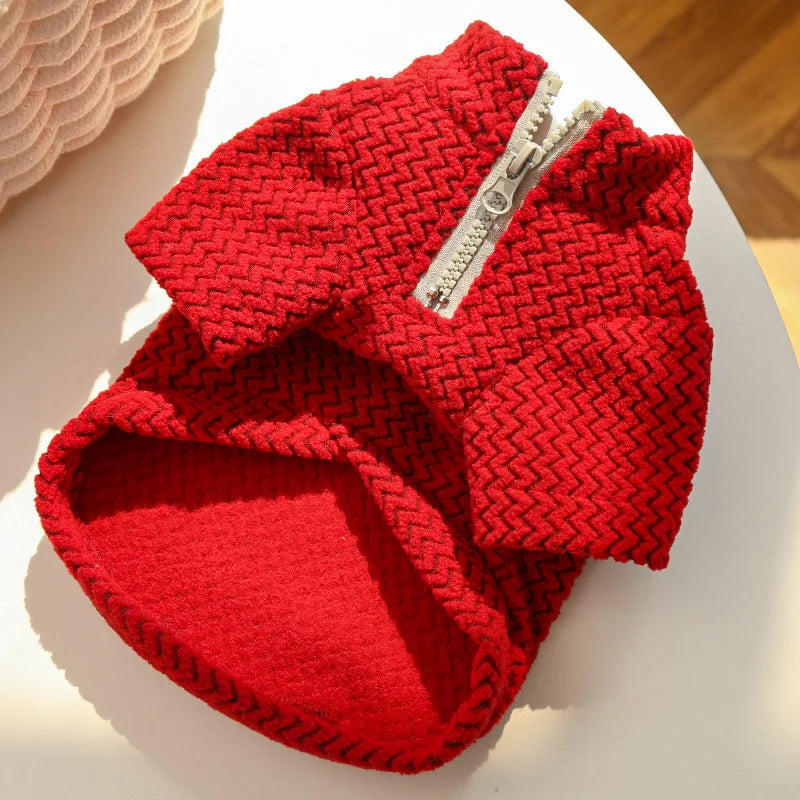 Half Zip Pet Sweater Winter Clothes Hairless Cat Small Medium Dog Pullover