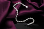 4mm Twisted Rope Chain Bracelet 925 Sterling Silver Men Women Christmas Gift