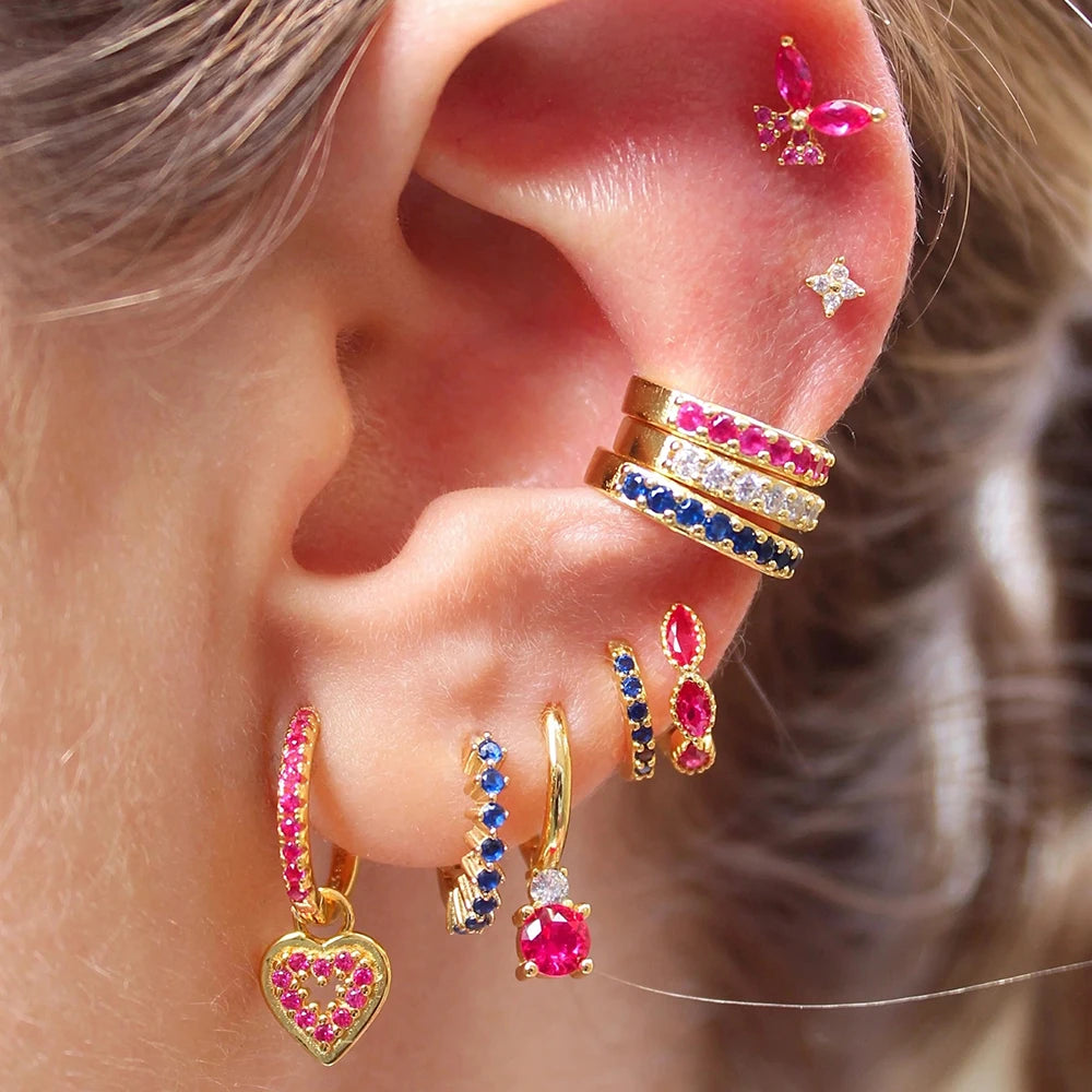 1PC Simple Metal Crystal Ear Cuff Non Piercing Fake Cartilage Clip