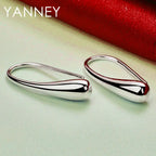 925 Sterling Silver 27mm Water Drop Earrings Women Men Hip Hop Punk Jewellery