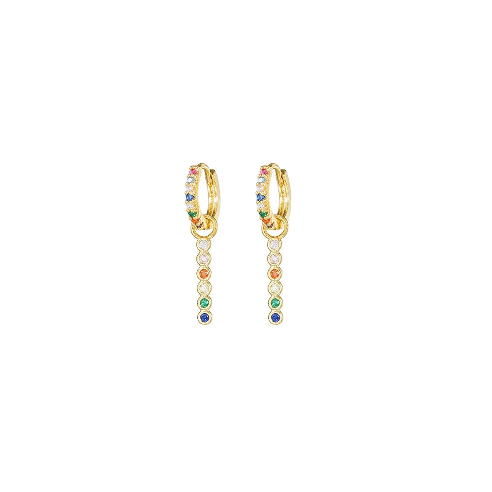 Luxury Rose Red Zircon Stainless Steel Water Drop Hoop Earring