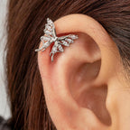 Butterfly Clip Earring Crystal Zirconia Stainless Steel Ear Cuff