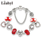 Pink Crystal Bead Charm Bracelet Colourful Enamel Handmade DIY Jewellery