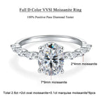 2CT Full Moissanite Engagement Ring Oval Marquise Cut Diamond 925 Sterling Silver GRA Certified