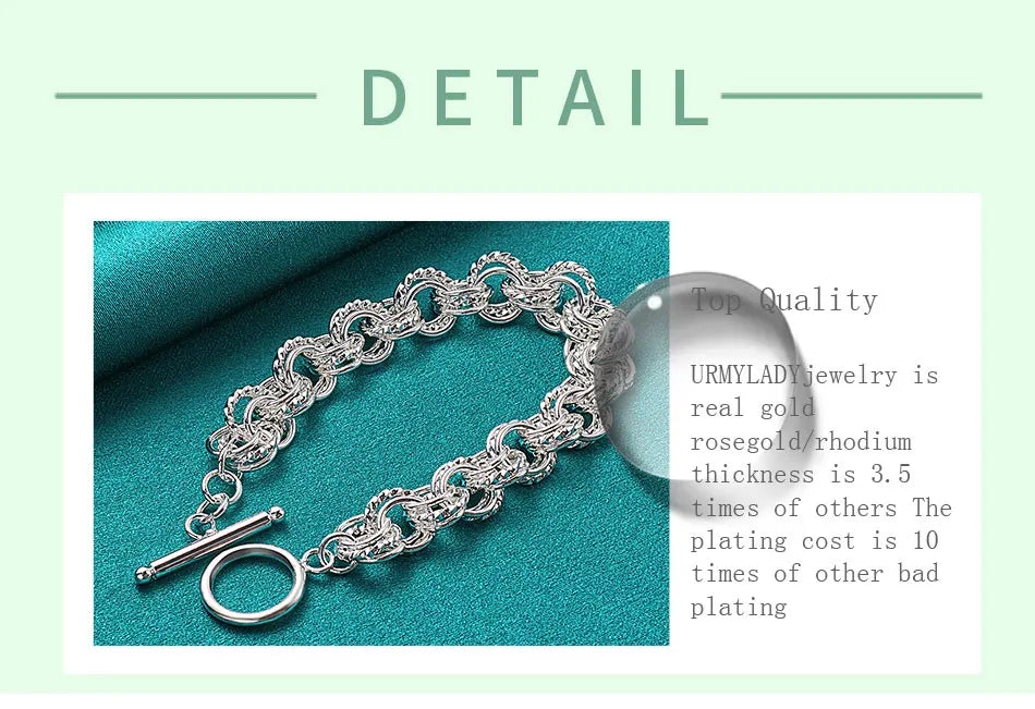 Pretty Circle Fashion Bracelet 925 Sterling Silver Wedding Party Jewellery