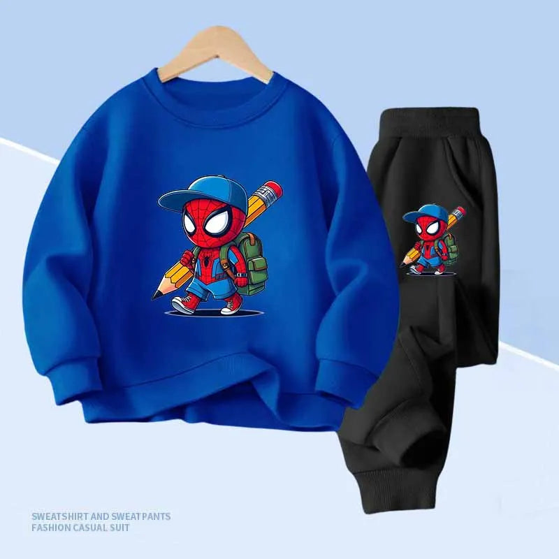Spiderman Print Kids Hoodie & Pocket Long Pants 2pcs Sweatshirt Clothing Set