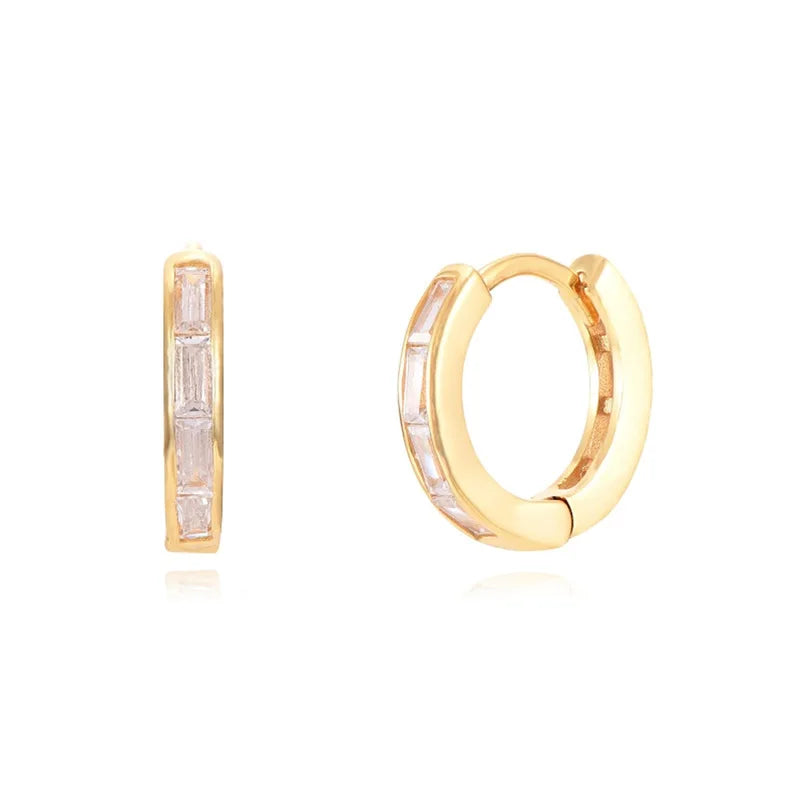 2022 Stainless Steel Zircon Square Chain Hoop Earrings Small Pendant