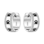 925 Sterling Silver Double Layer Pet Paw Print Drop Earrings Fashion Gift