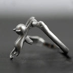 925 Sterling Silver Cat Branch Adjustable Ring Wedding High Quality Jewellery Accessory
