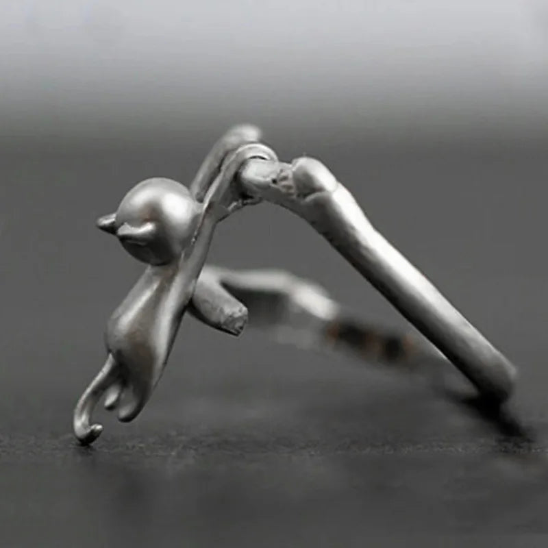 925 Sterling Silver Cat Branch Adjustable Ring Wedding High Quality Jewellery Accessory