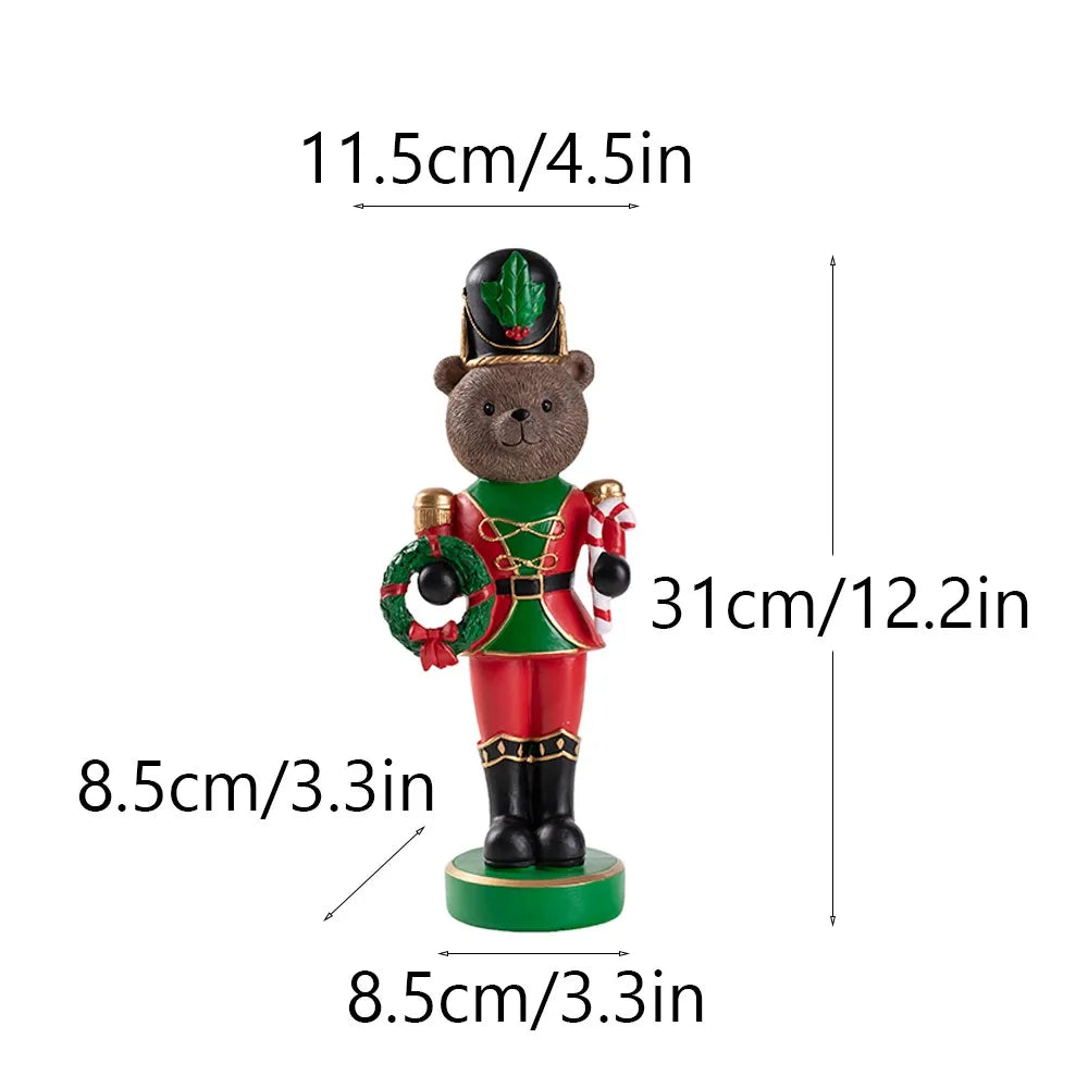 Resin Bear Nutcracker Statue Christmas Soldier Figurines Living Room Decoration Gift