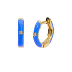New Stainless Steel Round Hoop Earrings Colourful Crystal Zirconia