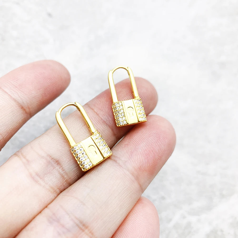 Love Lock Hinged Hoop Earrings 925 Sterling Silver Glam Fashion Gift