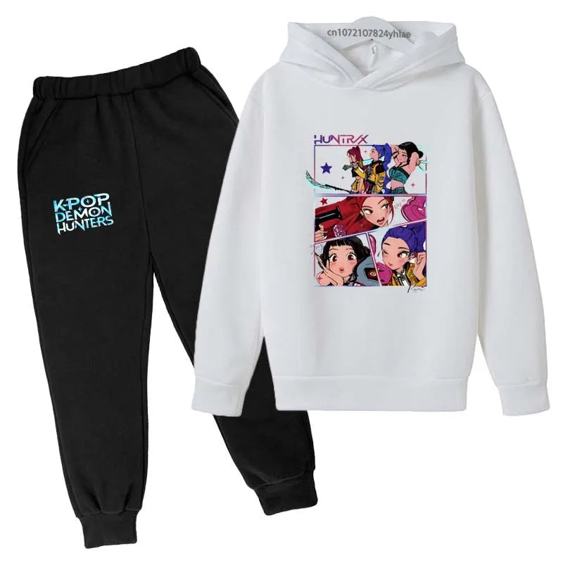 Kids Kpop Demon Hunters Tracksuit Hoodie & Pants Set 2-13 Years Casual Outfit