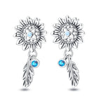 925 Sterling Silver Dreamcatcher Feather Ear Studs Hoop Earrings Jewellery Gift