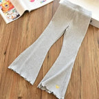 Girls Flare Leggings 2025 Casual Elastic Pants Heart Embroidery Slim Fit