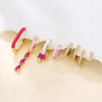 Stainless Steel Zircon Geometry Dangle Earring 18K Gold Plated Huggie