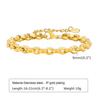 Women Stainless Steel Chain Bracelet,18K Gold Plated Twist Paperclip Adjustable Link Bracelet,Chunky Stackable Layered Jewelry