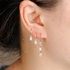 3PCS Stainless Steel Water Drop Hoop Earrings 18K Gold Plated Zirconia