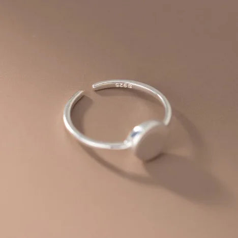 925 Sterling Silver Smooth Surface Round Open Ring Wedding Female Luxury Jewellery