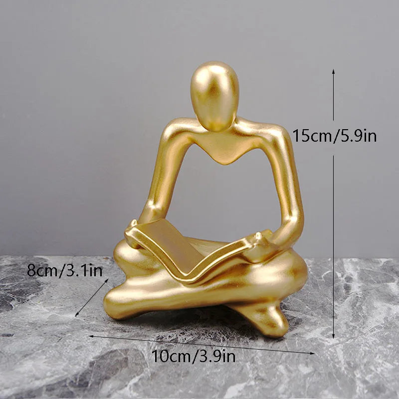 Nordic Abstract Reading Book Statue Resin Figurine Office Desktop Handmade Crafts
