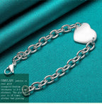 Heart Brand Pendant Bracelet 925 Sterling Silver Women Wedding Engagement