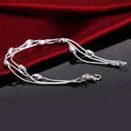 Snake Chain Beads Bracelet 925 Sterling Silver Women Party Wedding Jewellery