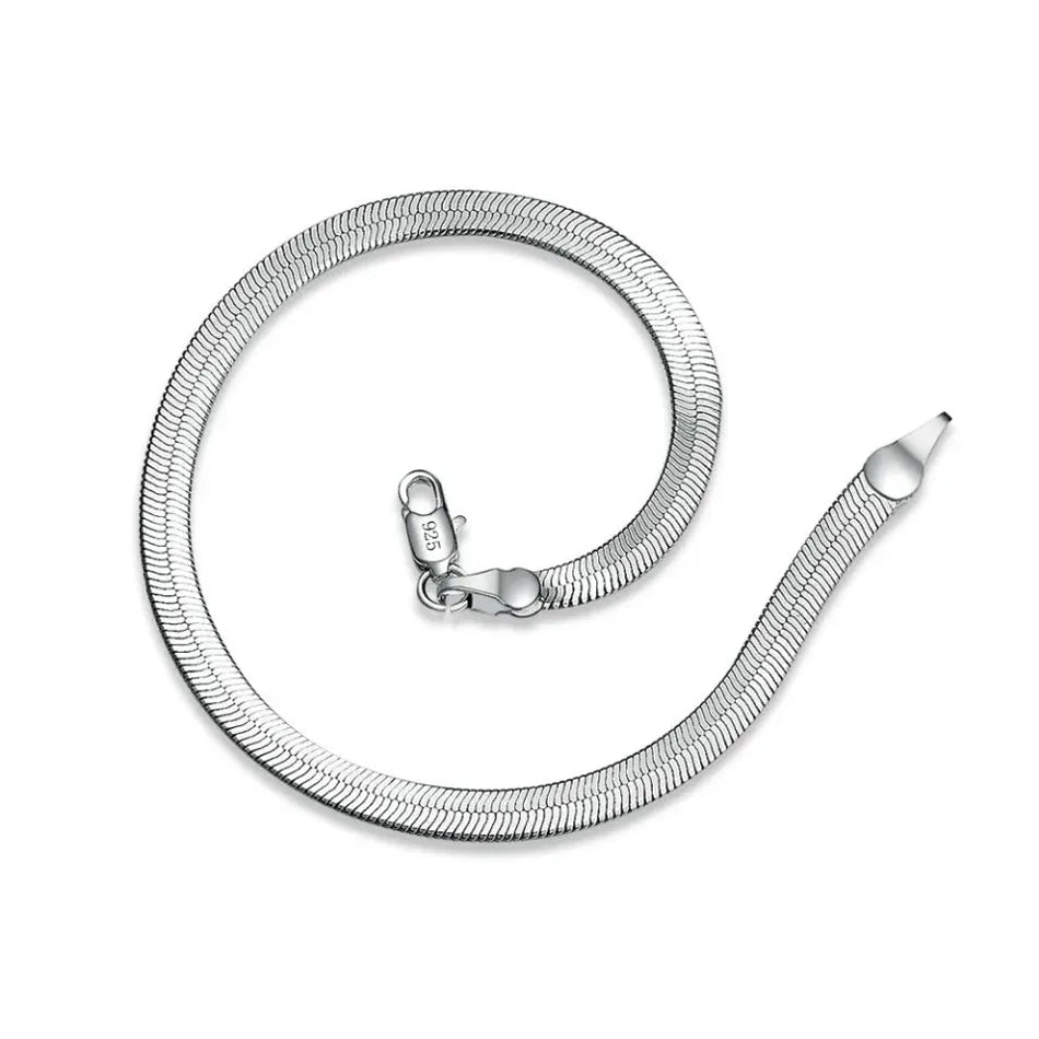 4mm Blade Chain Bracelet 8-inch 925 Sterling Silver Men Women Christmas Gift